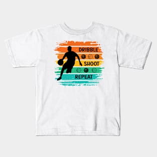 Sunset Hoops: Dribble, Shoot, Repeat Kids T-Shirt